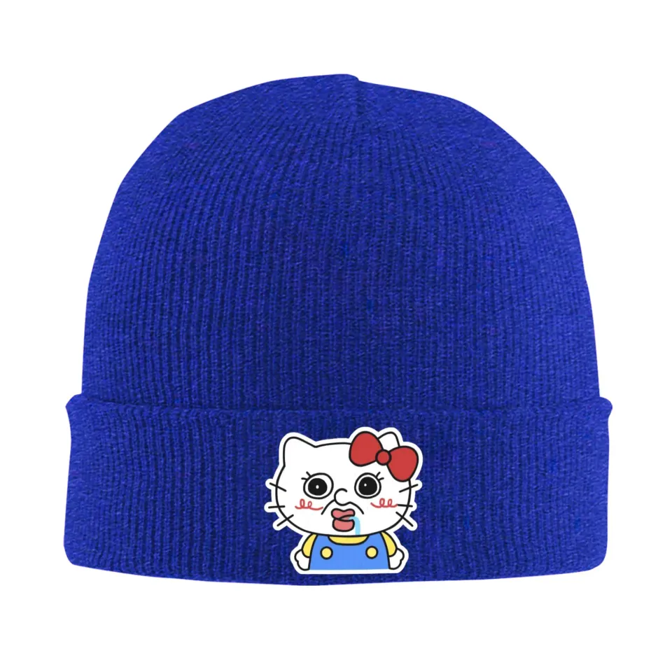 Hello Kitty Meme Print Knitting Beanie Hat for Men and Women