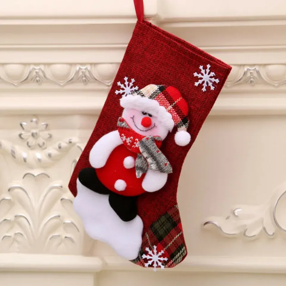 New Christmas Gift Stockings Santa Elk Fabric Gift Socks Christmas Lovely Bag for Children Fireplace Tree Christmas Decoration