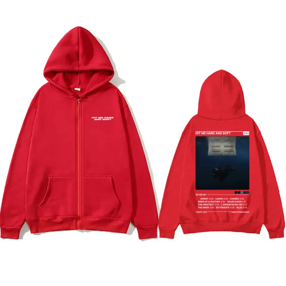 Hit Me Hard and Soft Double Sided Print Zipper Hoodie