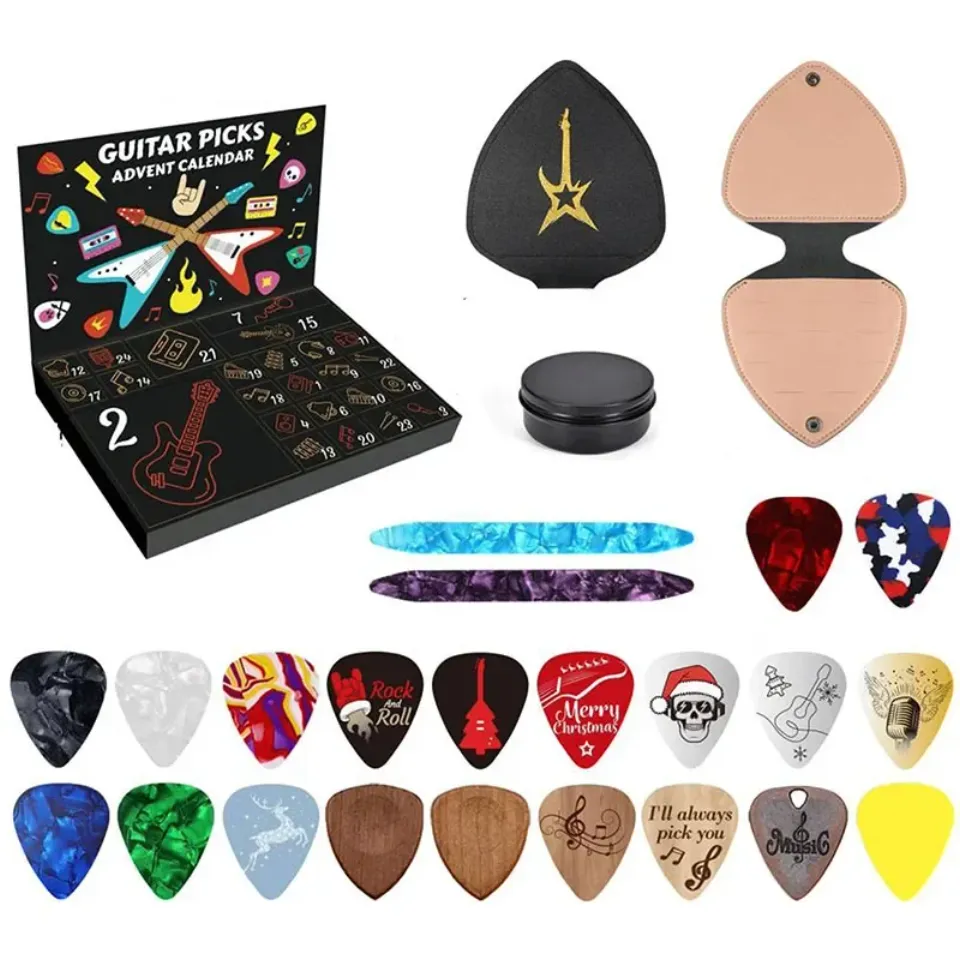 Christmas Guitar Pick Advent Calendar 2025 Christmas Countdown For Guitar Bass Ukulele Player Christmas Gift Surprise Blind Box