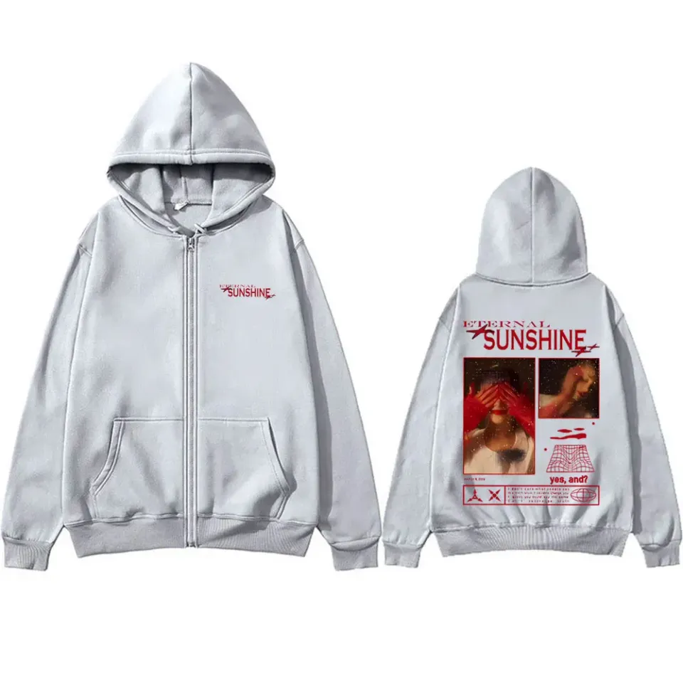 Yes and Ariana Eternal Sunshine Zipper Hoodie Men Women Fashion Oversized Zip Up Jacket Mens Fleece Cotton Zip Up Hoodies