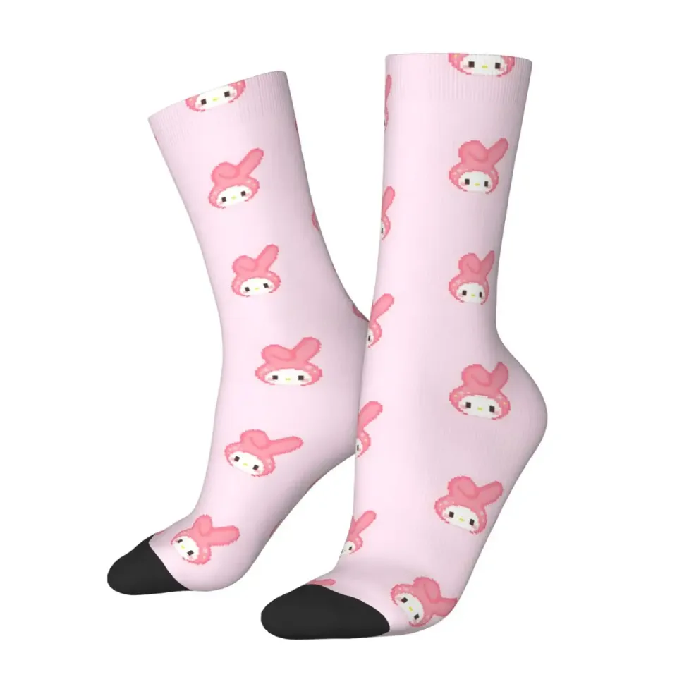 1 Pair My Melody Sock for Men Hip Hop Harajuku Sanrio Happy Quality Pattern Printed Boys Crew Sock Casual Gift