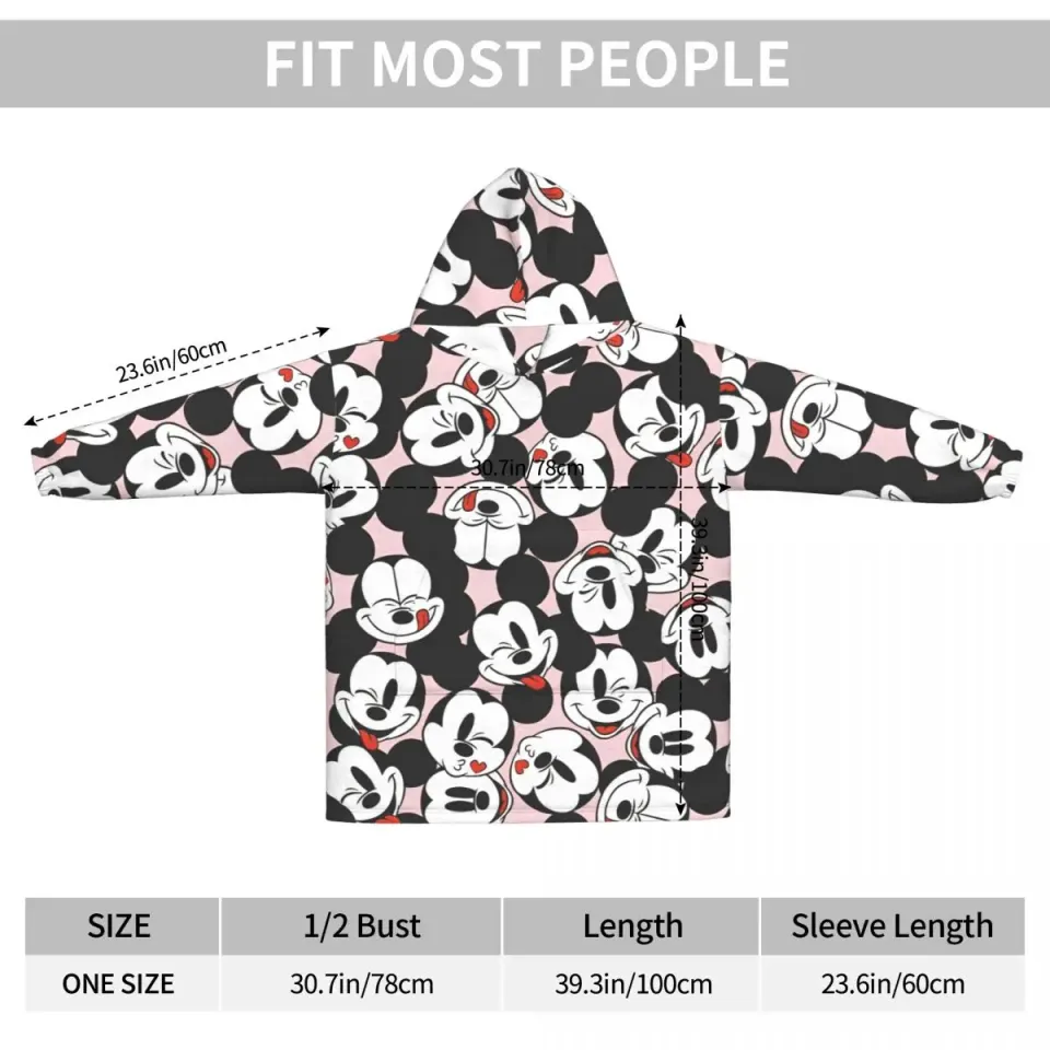 Mickey Mouse Cartoon Blanket Hoodie Oversized