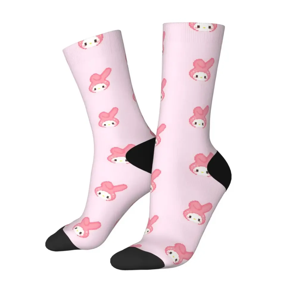 1 Pair My Melody Sock for Men Hip Hop Harajuku Sanrio Happy Quality Pattern Printed Boys Crew Sock Casual Gift