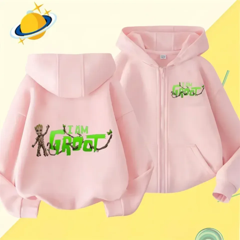 Groot Kids Double Sided Zipper Hoodie | Unisex Zip Up Jacket