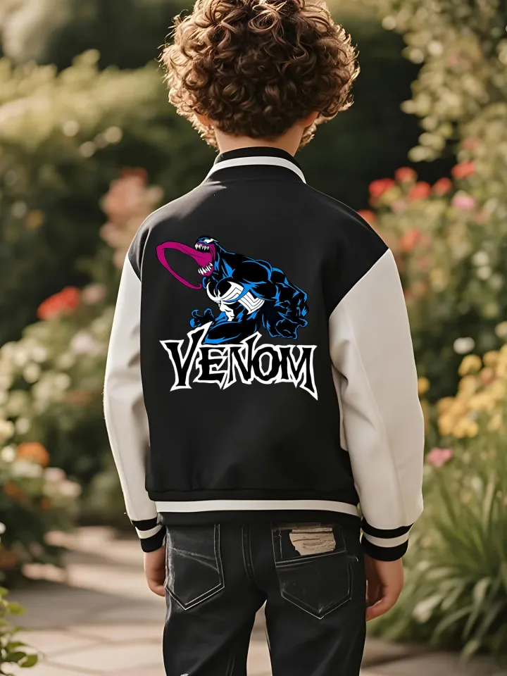 Marvel Boys' Baseball Jacket - Venom Classic Double-Sided Graphic, Soft Fabric