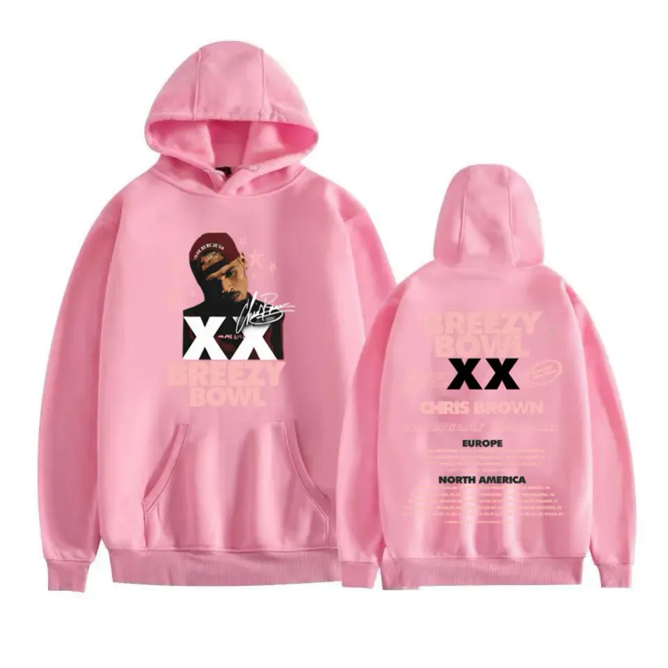 2025 Chris Brown Breezy Bowl XX Album Tour Hoodie Men Women Hip Hop Rock High Street Sweatshirt Casual Fleece Bodywarmer Hoodies