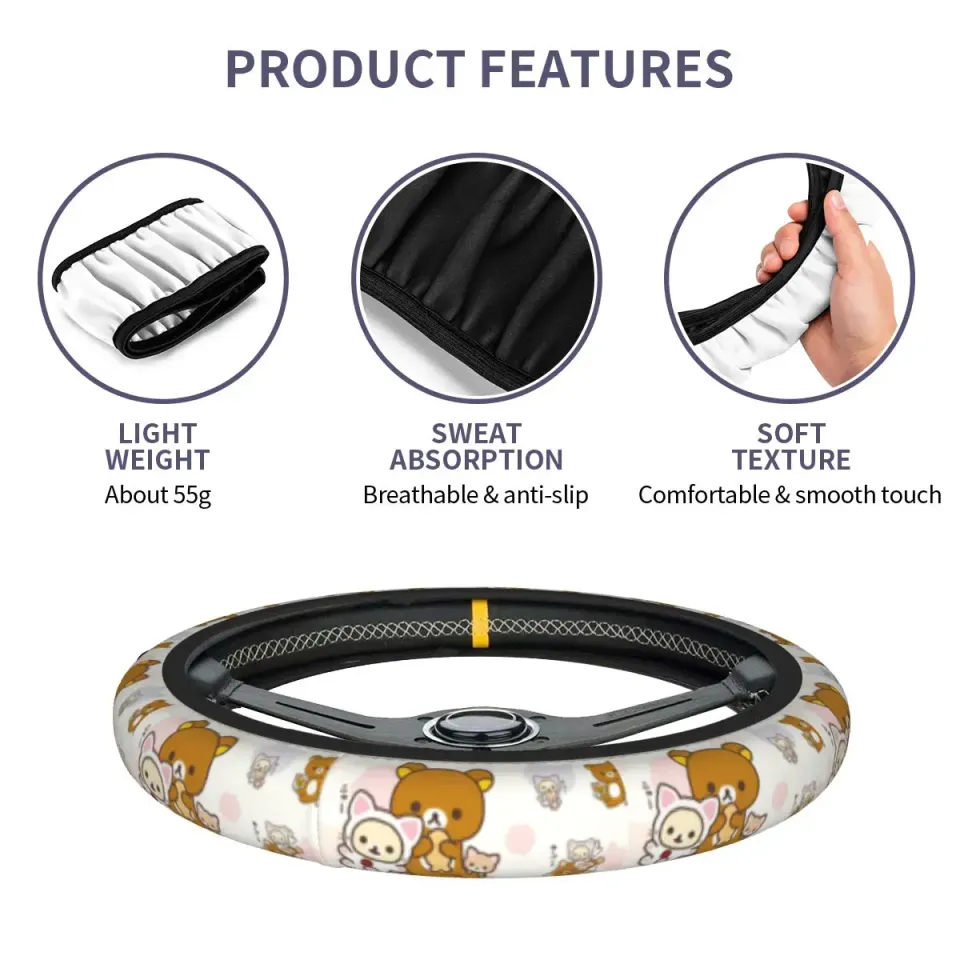 Cute Rilakkuma Pattern Disney Steering Wheel Cover