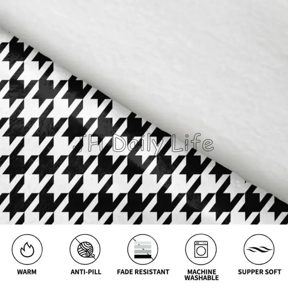 Black White Houndstooth Wearable Blanket Hoodie