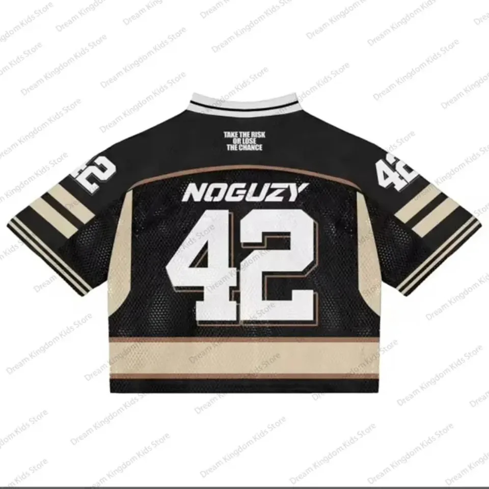 Olive Letter Striped Short-sleeved Crop Top Mesh Baseball Jersey