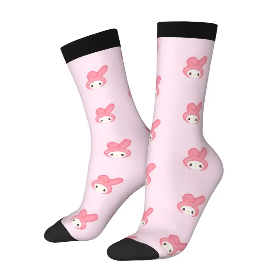 1 Pair My Melody Sock for Men Hip Hop Harajuku Sanrio Happy Quality Pattern Printed Boys Crew Sock Casual Gift