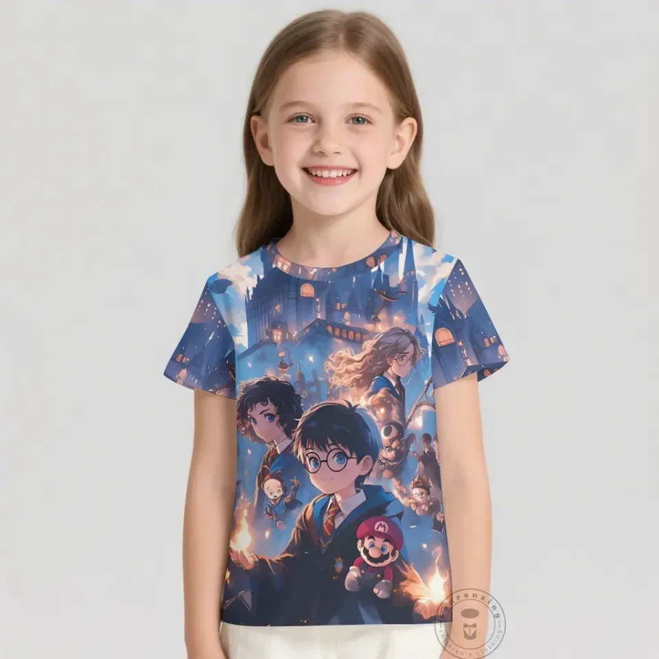 T Shirts Anime Harry Potter 3D Print Kids T Shirt Fashion Casual Cartoon Round Neck T-shirt Boy Girl Children Clothing Tees Tops