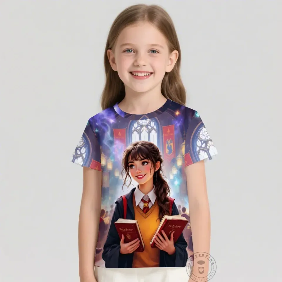 T Shirts Anime Harry Potter 3D Print Kids T Shirt Fashion Casual Cartoon Round Neck T-shirt Boy Girl Children Clothing Tees Tops