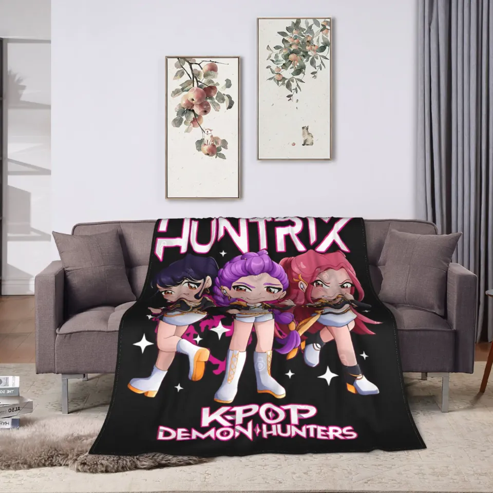 Huntrix Kpop Demon Hunters Chibi Fleece Blanket