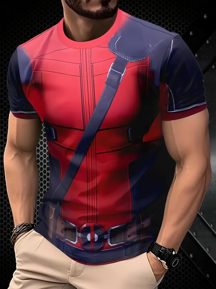 Marvel Men 3D Print Mecha Warrior T-Shirt Deadpool Tee Superhero T shirt