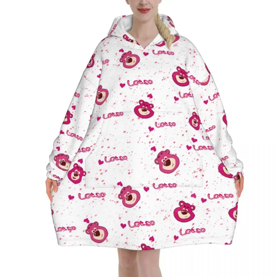 Lotso Pink Bear Oversized Blanket Hoodie For Kids