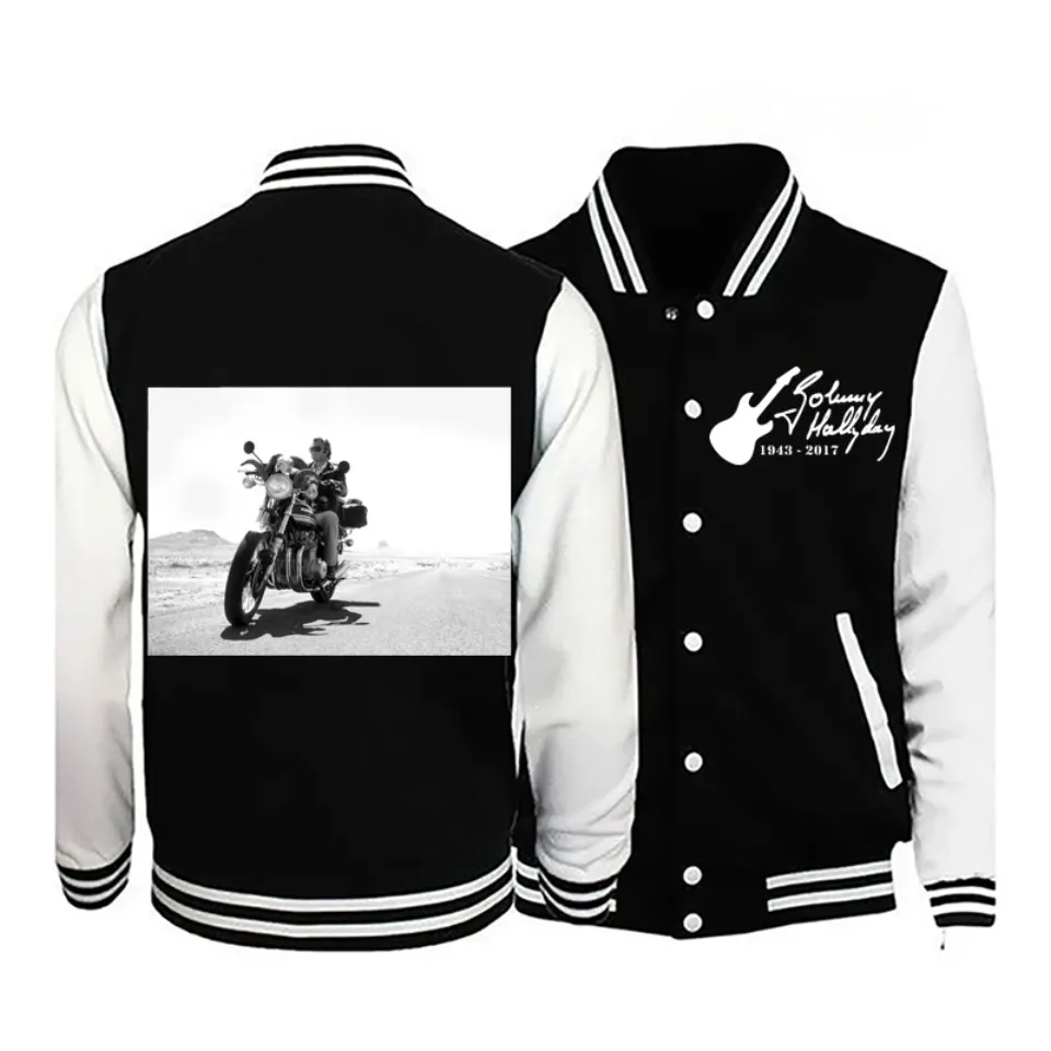 2025 Johnny Hallyday New Men's Long-Sleeved Casual Bomber Jacket Baseball Uniform Jacket