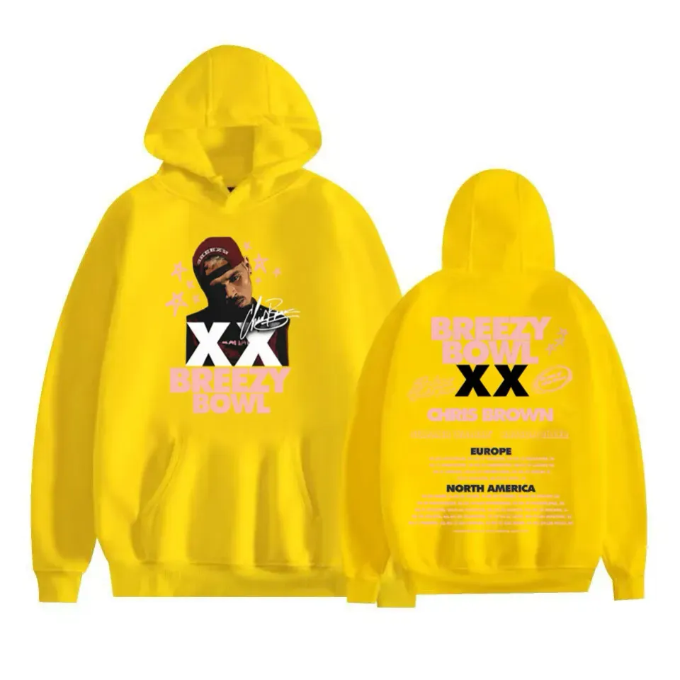 2025 Chris Brown Breezy Bowl XX Album Tour Hoodie Men Women Hip Hop Rock High Street Sweatshirt Casual Fleece Bodywarmer Hoodies