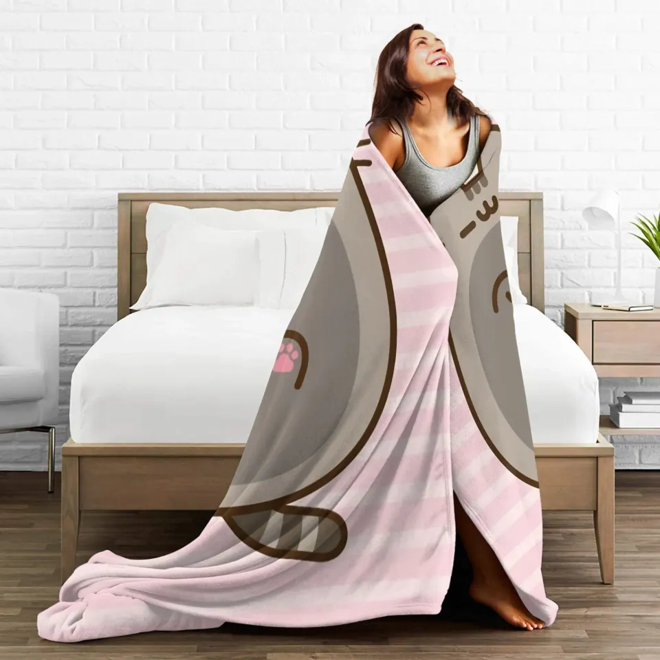 Child Camping Throw Blanket Pusheens Cat