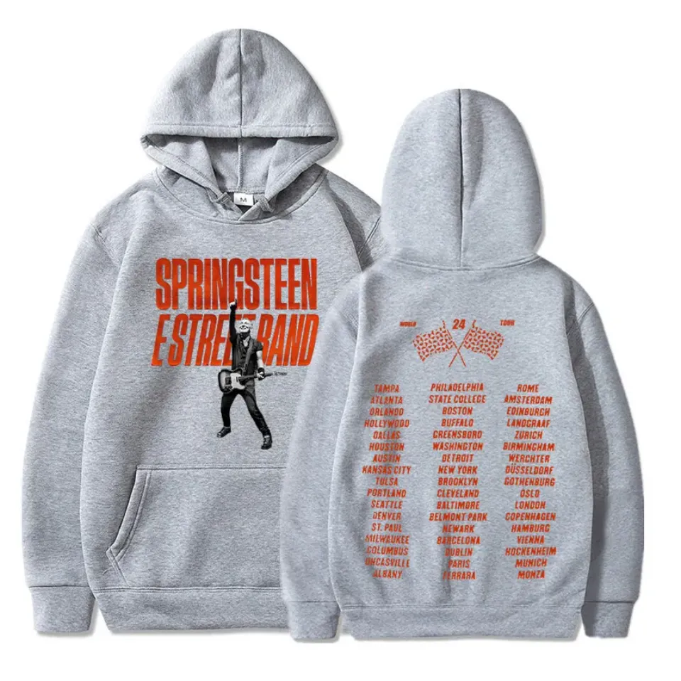 Bruce Springsteen and E Street 2024 Tour Hoodies, Men Women Clothing Fashion Vintage Casual Loose Oversized Pullovers