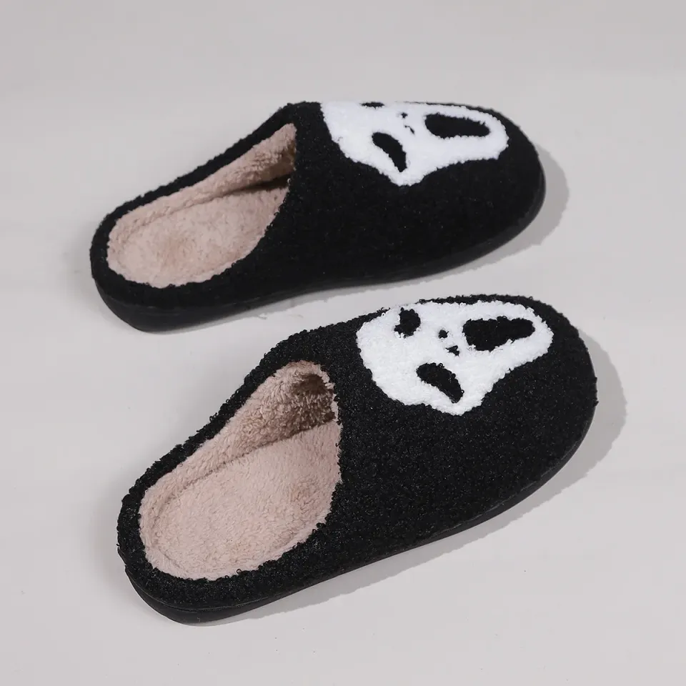 Halloween Funny Casual Fluffy Slippers, Halloween Gift, Christmas Gift