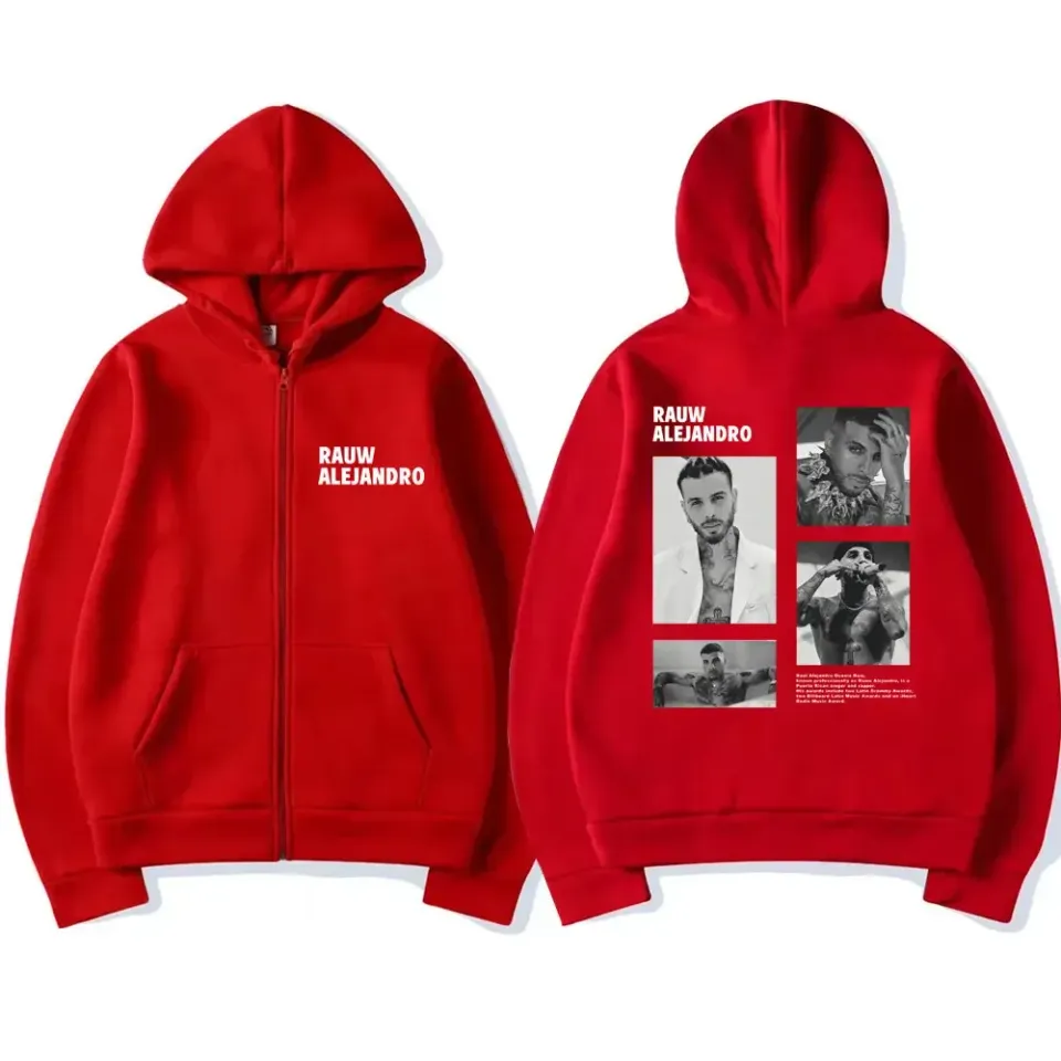 Rapper Rauw Alejandro Print Zip Up Hoodie