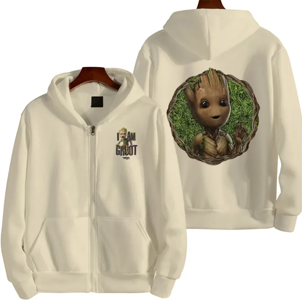 Marvel Groot Spring and Autumn New Men's Zipper Hoodie