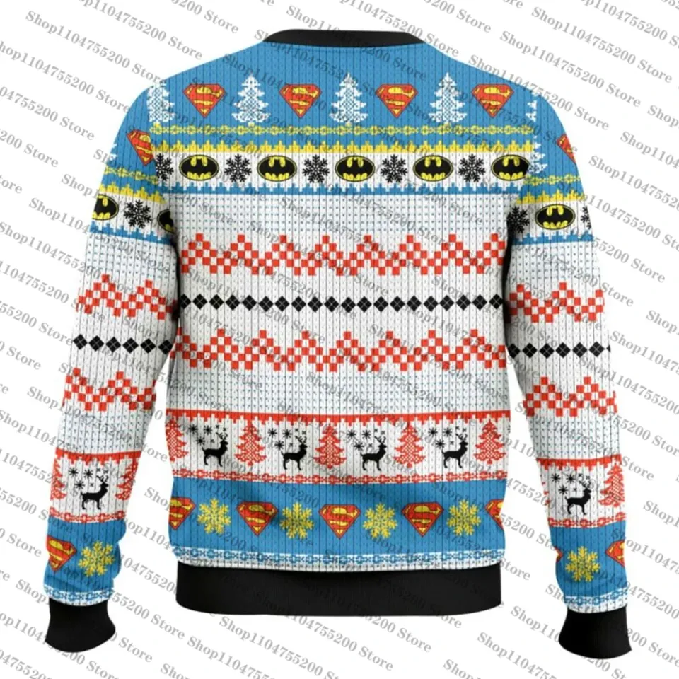 Superman And Batman Brothers Christmas Logo Ugly Christmas Sweater 2026 New Pullover Sweatshirt Long Sleeve Snowflake Design