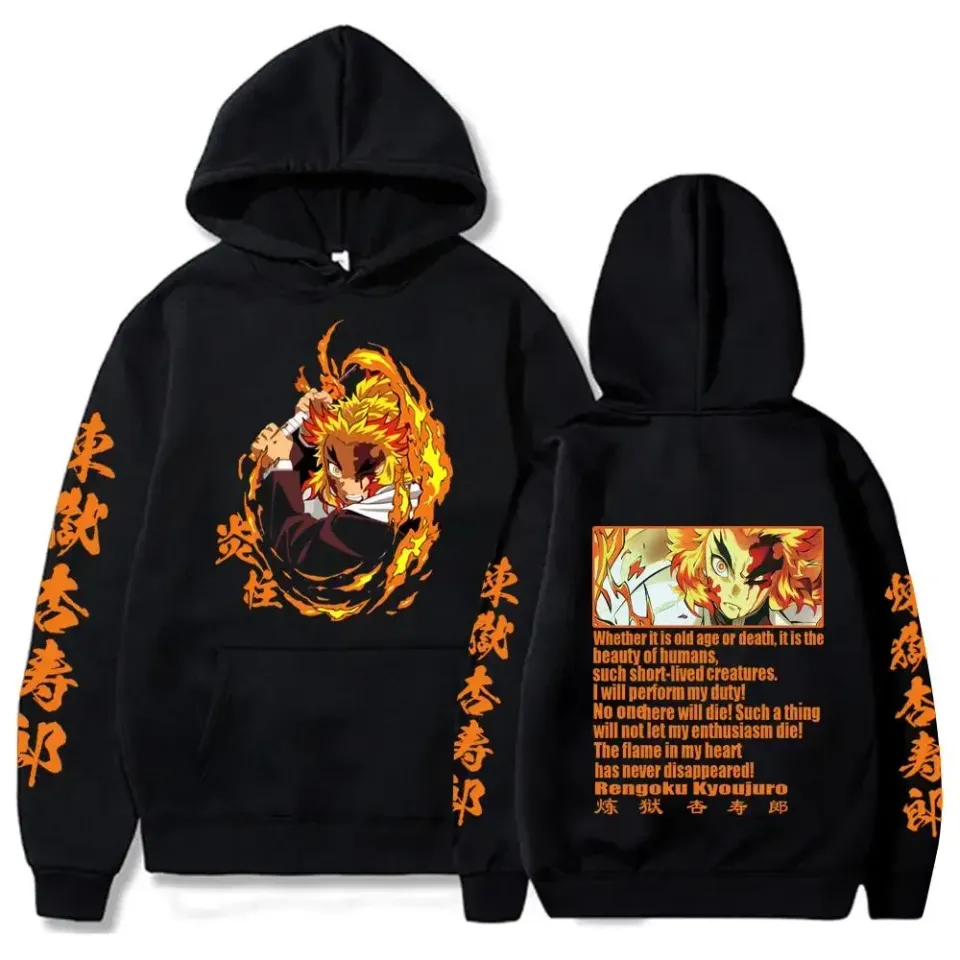 Anime demon Kamado neko Kyo Rengokoo Kyoujurou Hoodies Harajuku Akaza Agatsuma zenittsu Streetswear Tops Pullover Sweatshirt