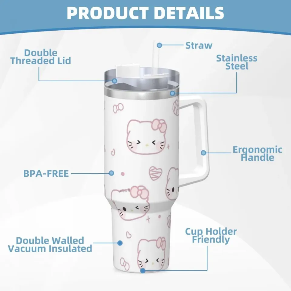 Hello Kitty Tumblers 40 oz With Handle | Christmas Gift