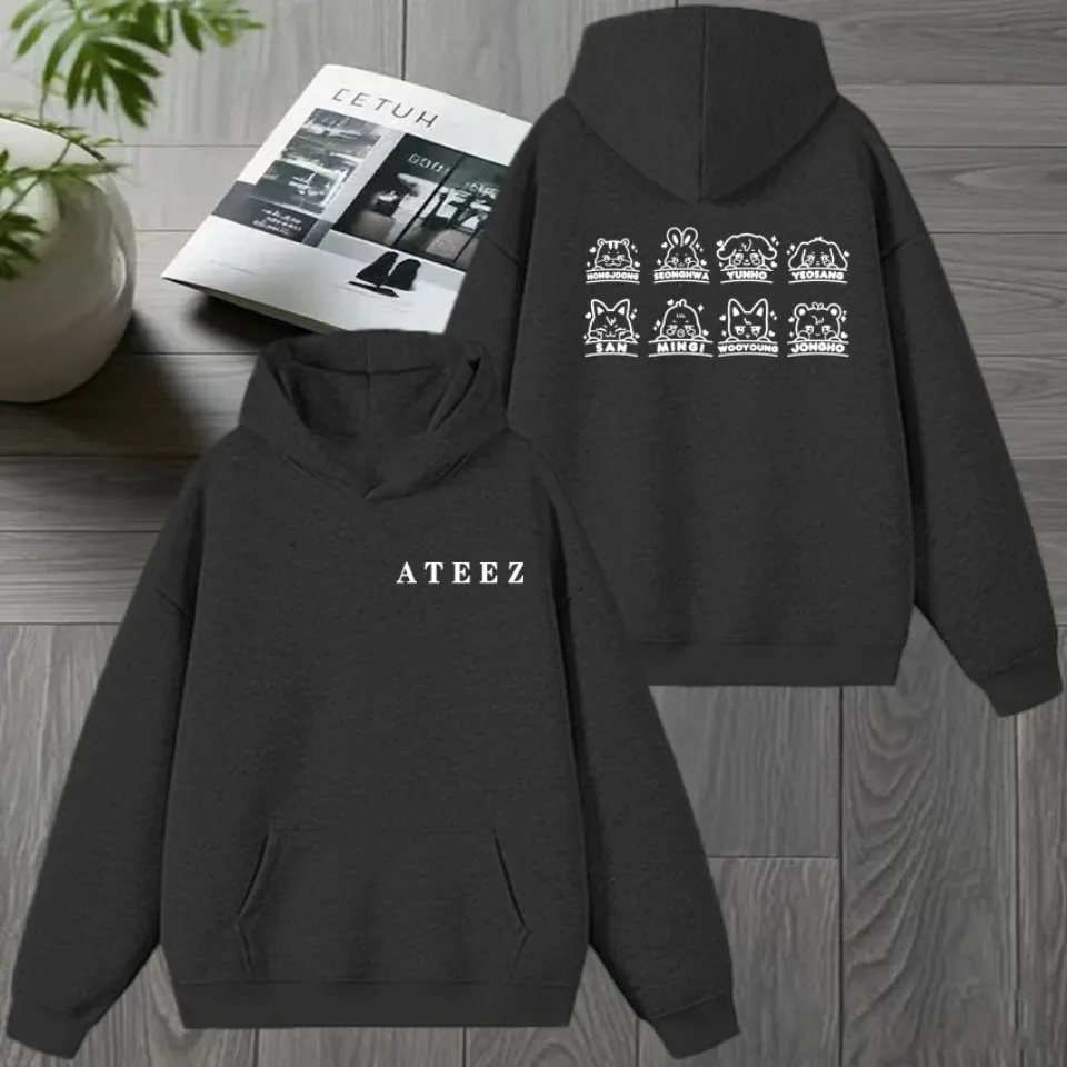 2026 Ateez Double Sided printed Winter Hoodie