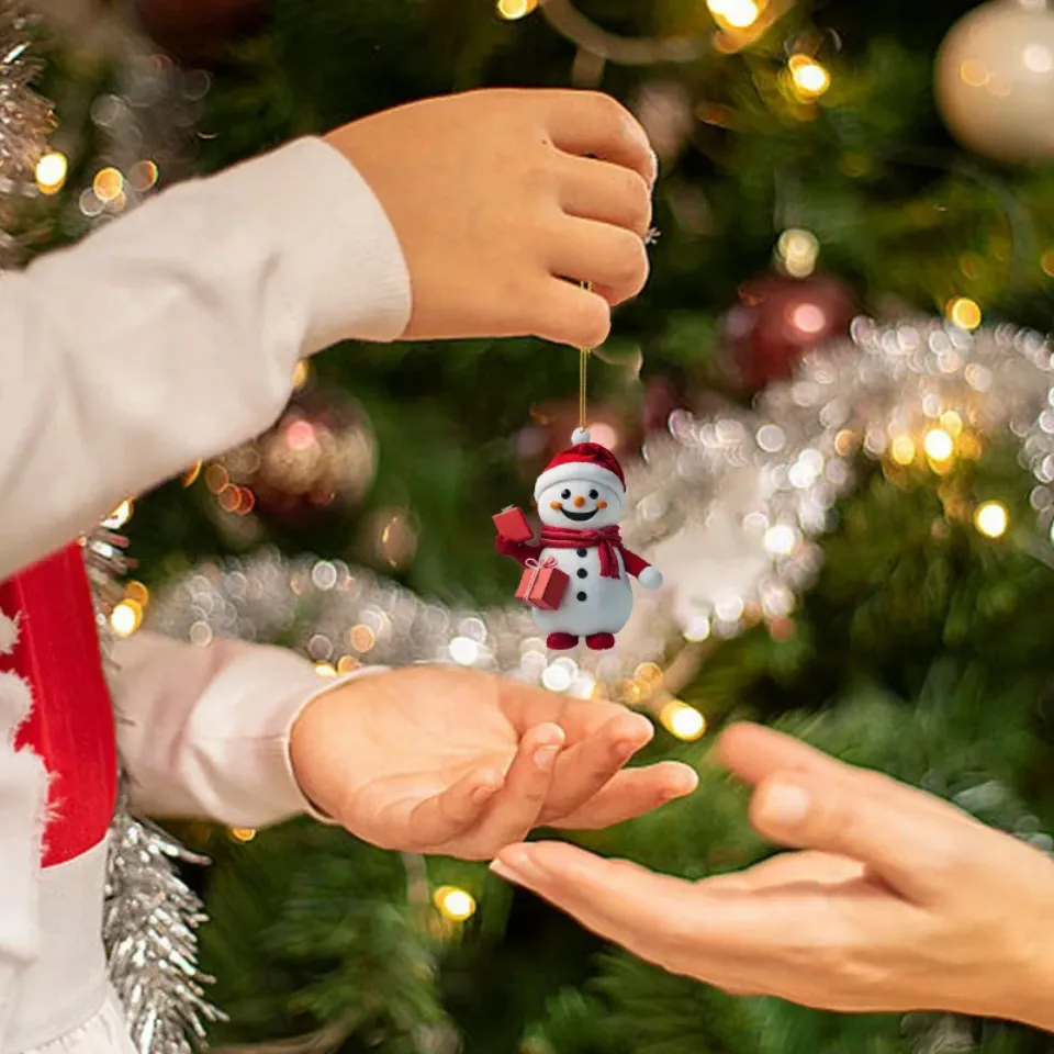 Christmas Countdown Blind Box Cute Snowman Acrylic Pendant Ornament Christmas Advent Calendar Blind Box