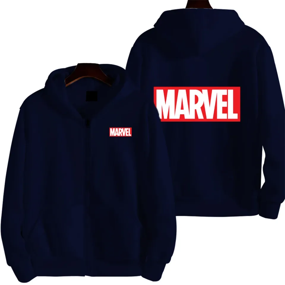 Marvel Logo Spring and Autumn New Men's Zipper Hoodie