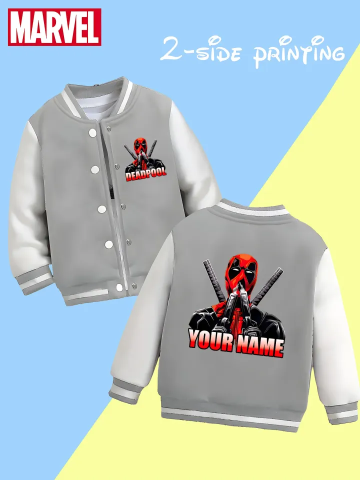 Marvel Boys Baseball Jacket - Deadpool's cool double sword pattern, unique personality, super cool for outdoor adventures