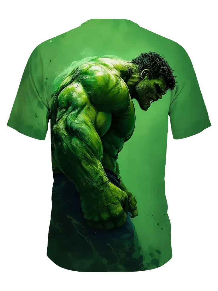 Men Marvel Hulk Graphic T-Shirt Superhero Anime Tee Marvel T Shirt