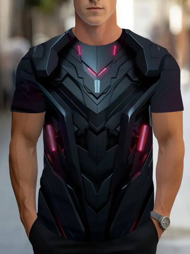 Marvel Bold Statement Tee Men 3D Armor Print T-Shirt Superhero Iron Man T shirt