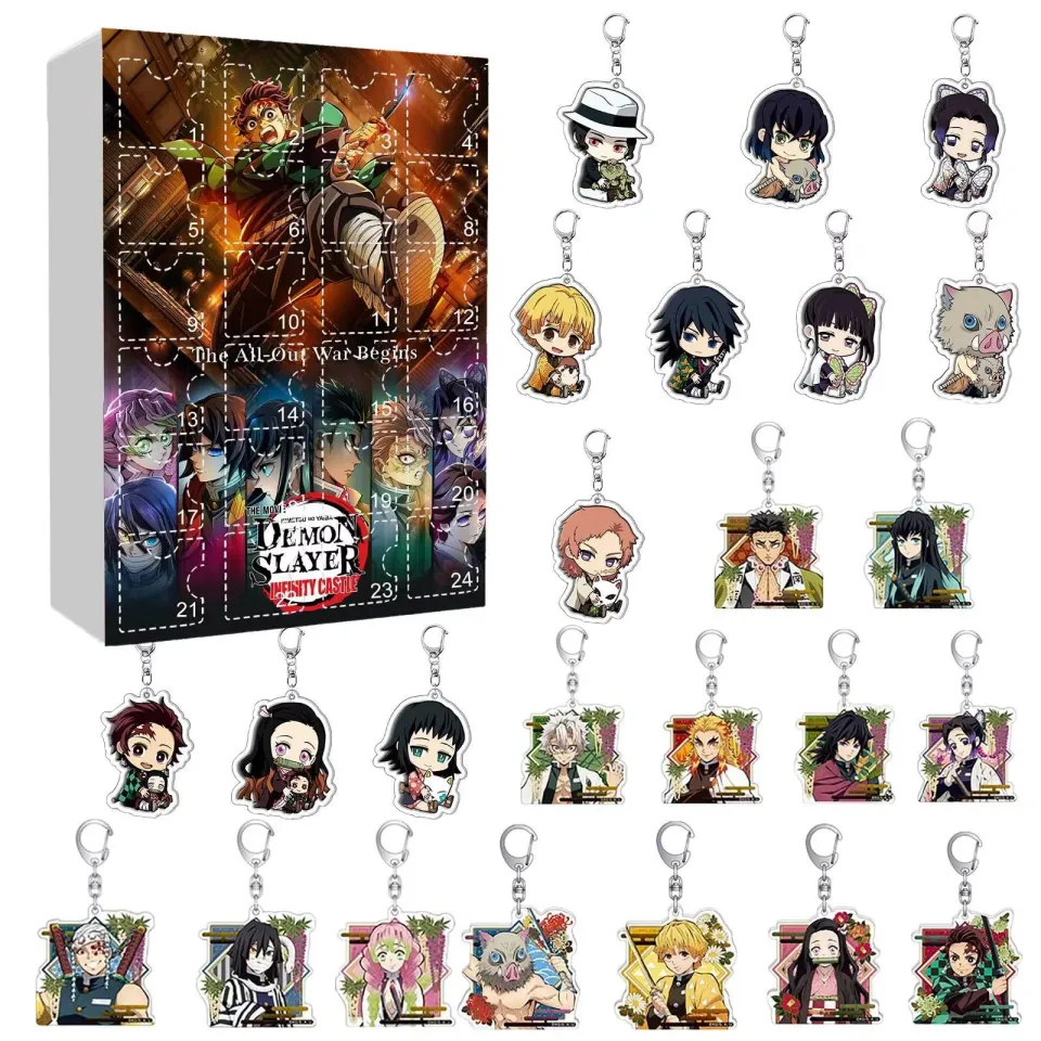 24pcs demon Advent Calendar 2025 Christmas Collectible Toy Figures Set - Includes Tomioka Giyuu Agatsuma zenittsu Tanjirou