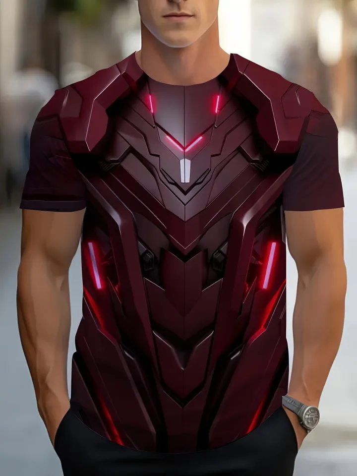 Marvel Bold Statement Tee Men 3D Armor Print T-Shirt Superhero Iron Man T shirt