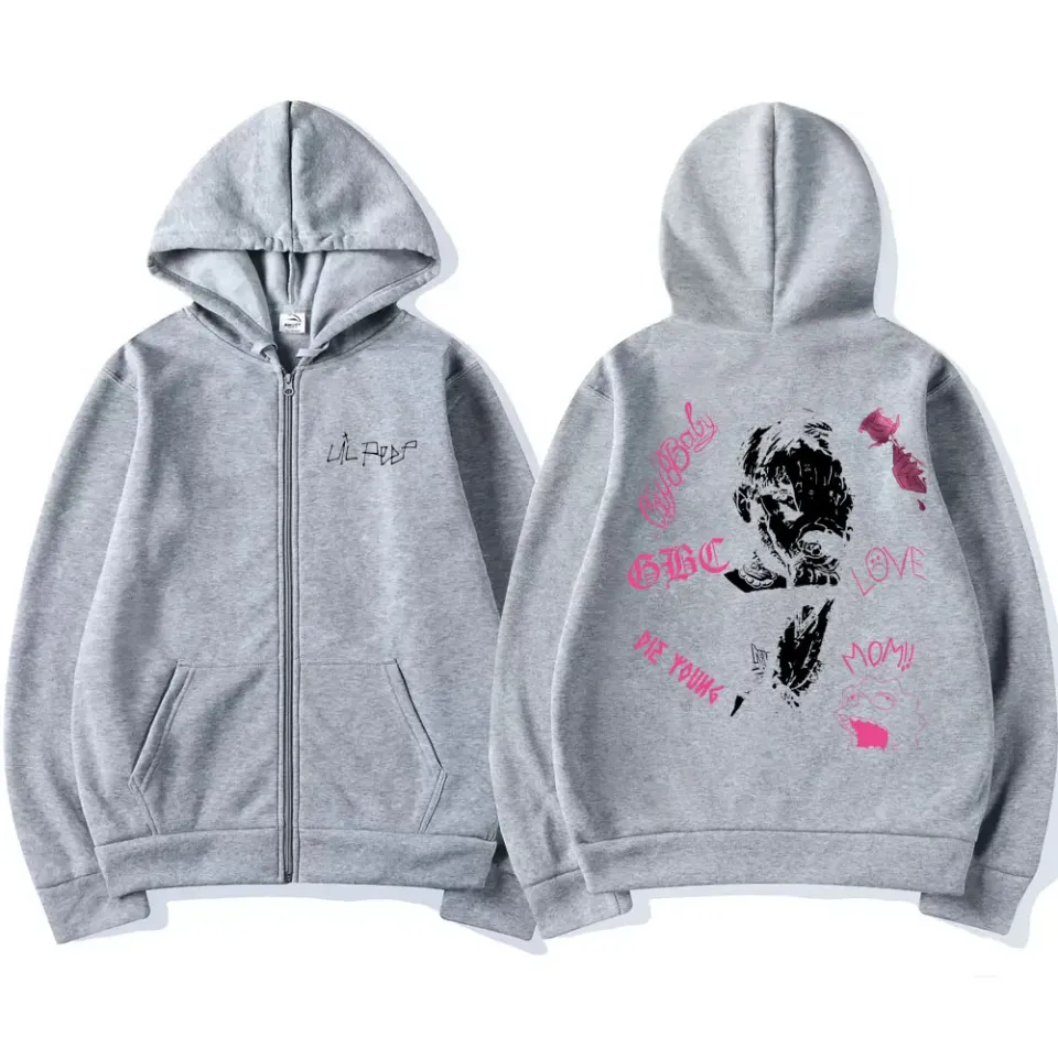 Rapper Lil Peep Hellboy Print Zipper Hoodie