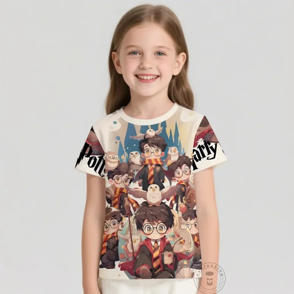 T Shirts Anime Harry Potter 3D Print Kids T Shirt Fashion Casual Cartoon Round Neck T-shirt Boy Girl Children Clothing Tees Tops