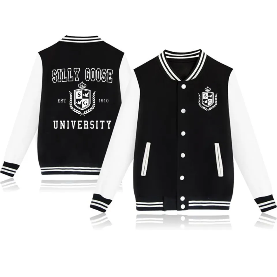 Silly Goose University Baseball Jacket, Trendy Preppy Graphic  Baseball Jacket Gift