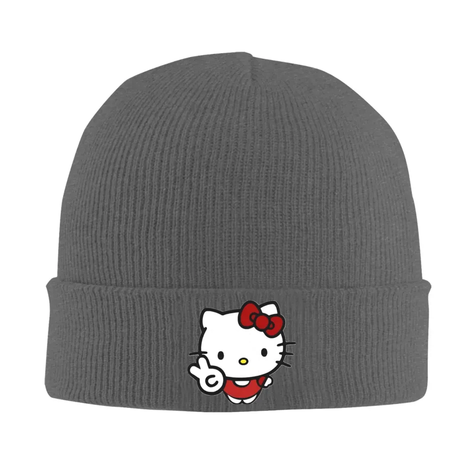 Peace Sign Hello Kitty Knit Beanie Hats - Unisex Winter Graphic Cap