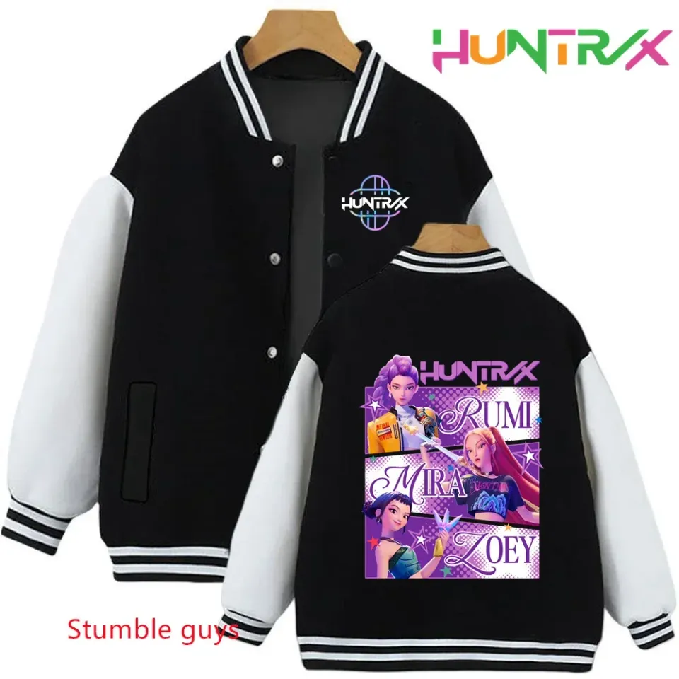 Anime Autumn Winter Kids Kpop Demon Hunters Cartoon Baseball Uniform Jacket Coat Sweatshirts Boys Girls Clothes