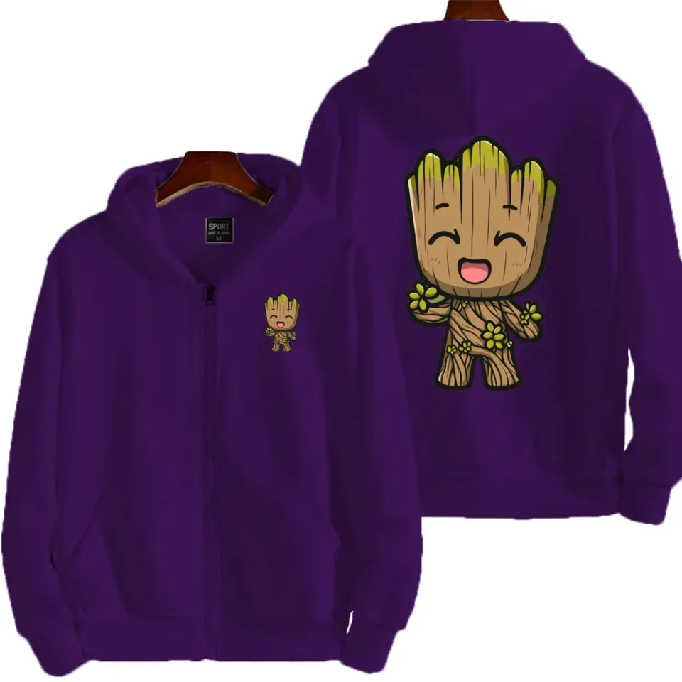 Marvel Groot Spring and Autumn New Men's Zipper Hoodie