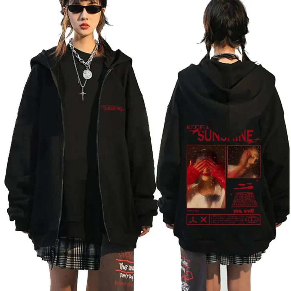 Yes and Ariana Eternal Sunshine Zipper Hoodie Men Women Fashion Oversized Zip Up Jacket Mens Fleece Cotton Zip Up Hoodies