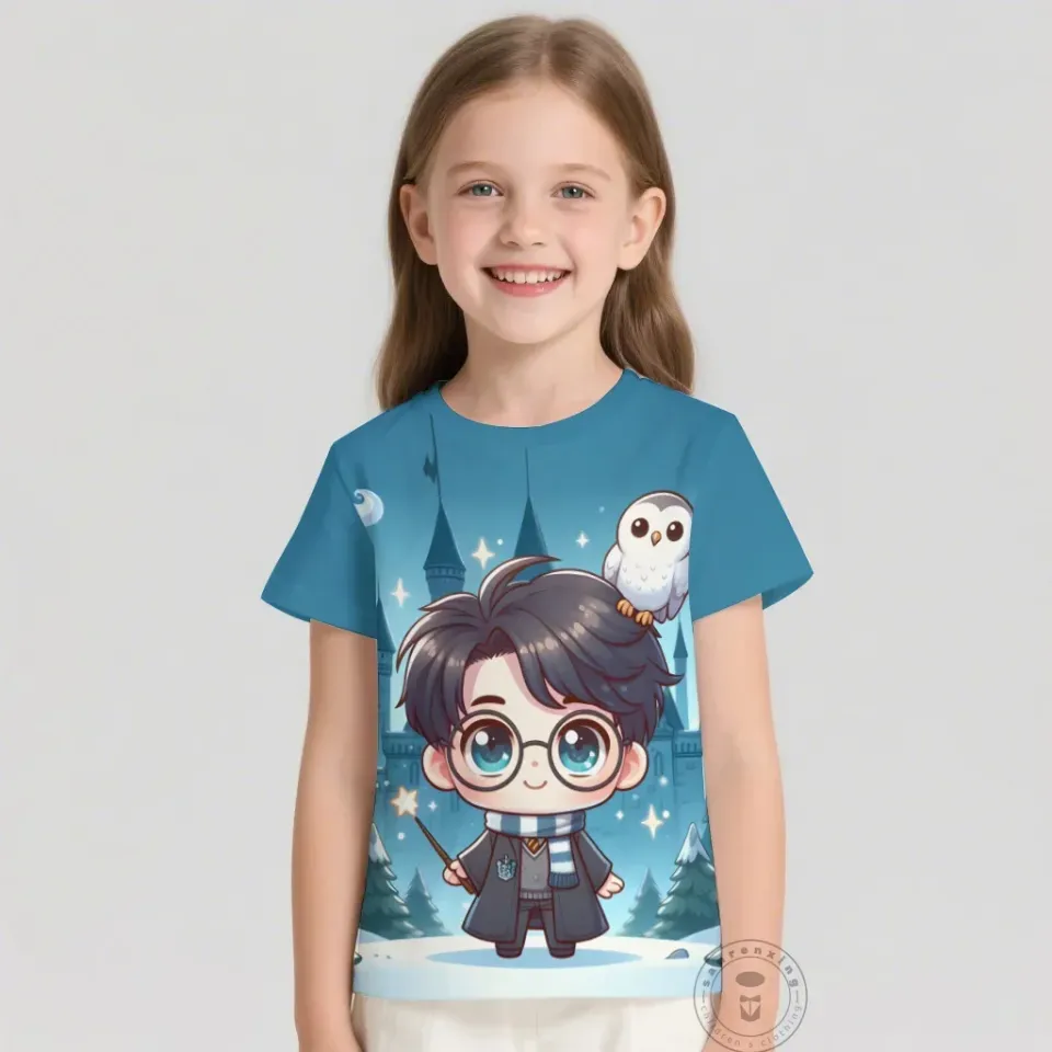 T Shirts Anime Harry Potter 3D Print Kids T Shirt Fashion Casual Cartoon Round Neck T-shirt Boy Girl Children Clothing Tees Tops