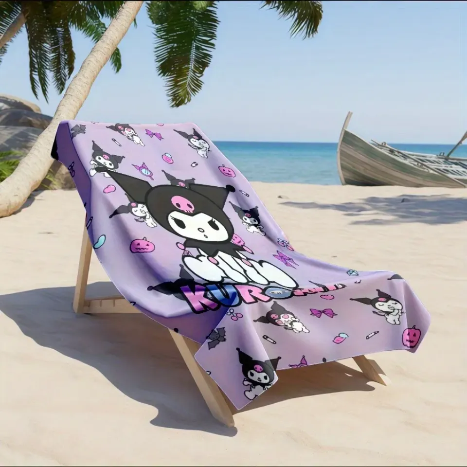 Adorable KUROMI-Printed Beach Towel for Summer Fun