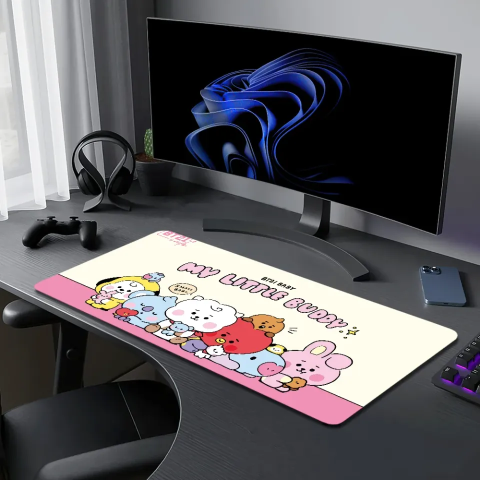 Cute Cartoon Rubber Large Desk Mat Keyboard B-BT21 PC Non-slip