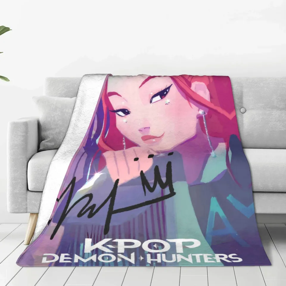 Warm BlanketKids Travel K pop Demon Hunters Throw Blanket  Flannel Bedspread For Outdoor Comfortable Sofa Bed Cover