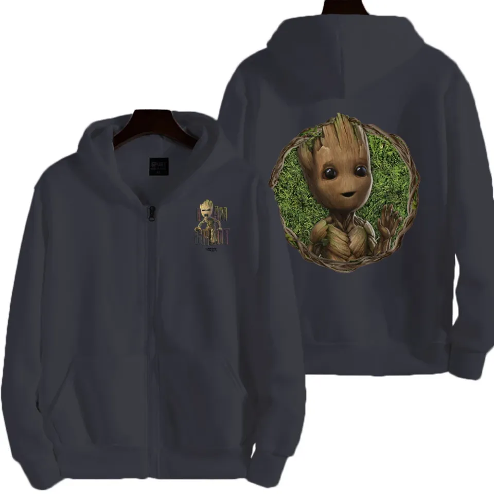 Marvel Groot Spring and Autumn New Men's Zipper Hoodie